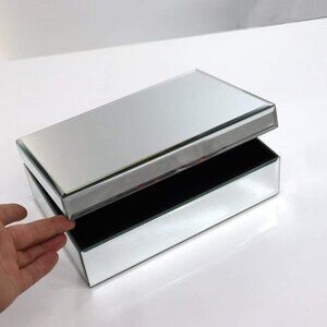 Mirrored Glass Jewelry Box– Luxury Vanity Organizer, Storage Keepsake Box. New.